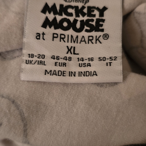 Disney Mickey Mouse Pajama Set Primark Loungewear Sleepwear Gray XL - Picture 10 of 11